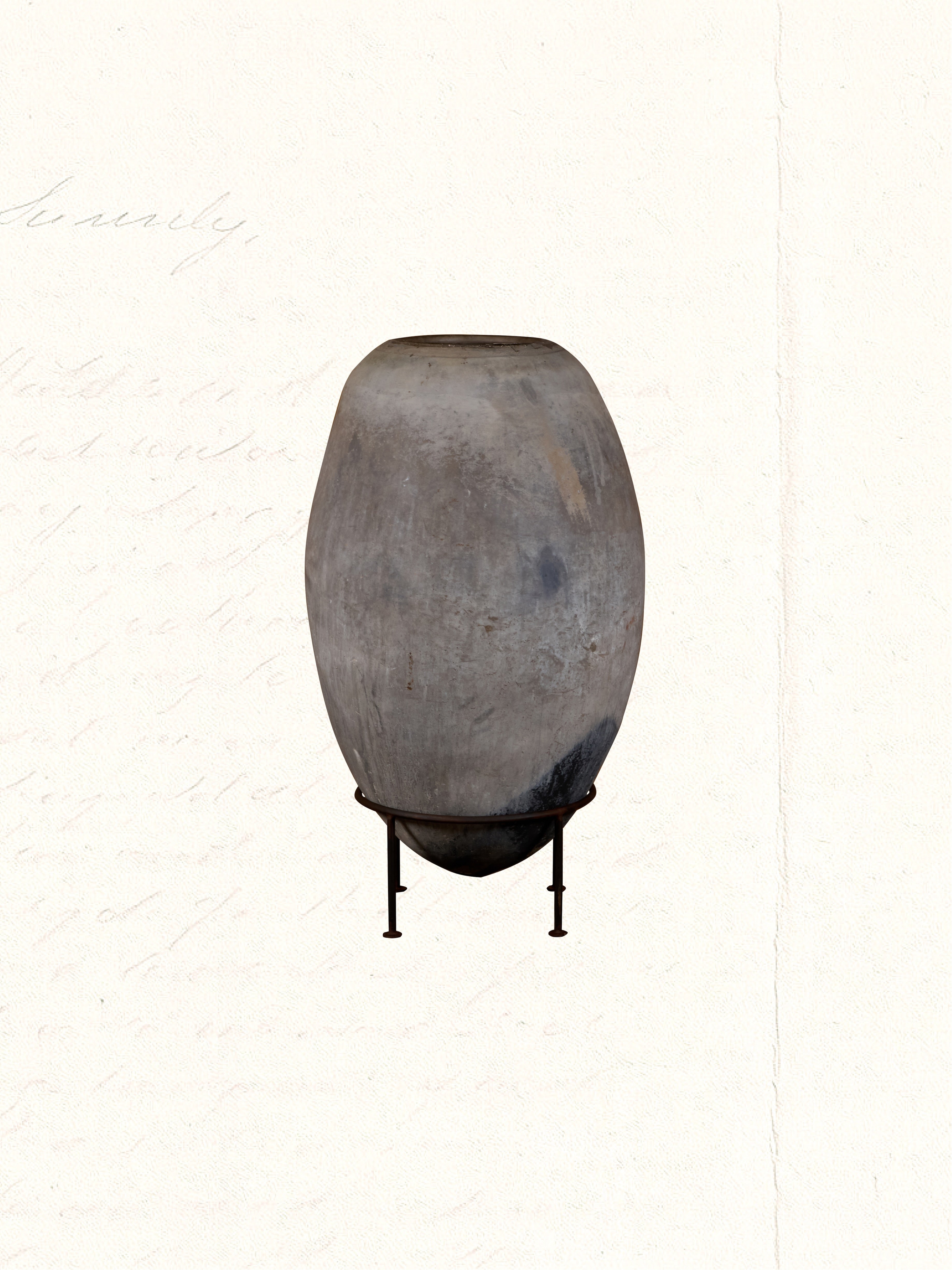 large clay pot no. 2604 with iron stand